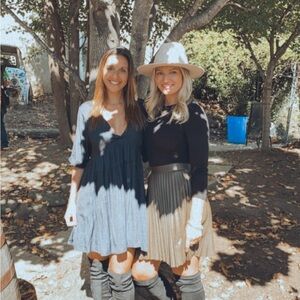 Cara Loren Pleated Leather Skirt